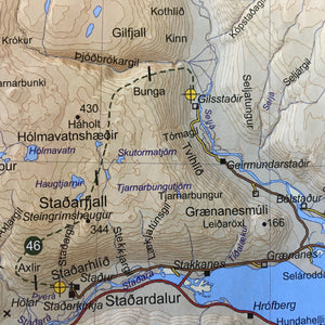 Example from the map. Route 46 located in Steingrímsfjörður, close to Hólmavík.